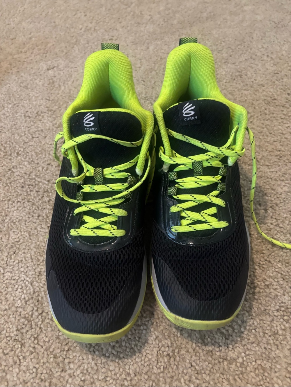 Under Armour Men’s Black and Neon Yellow Athletic Sneakers